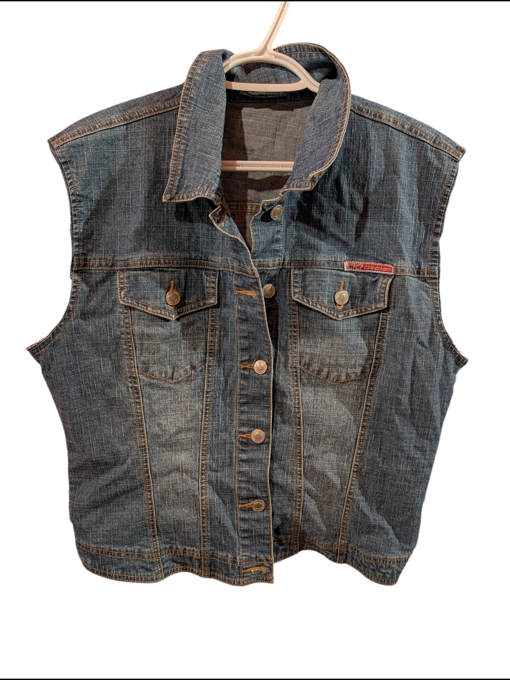 Vintage Sleeveless Denim Button-Up Vest - Classic Blue